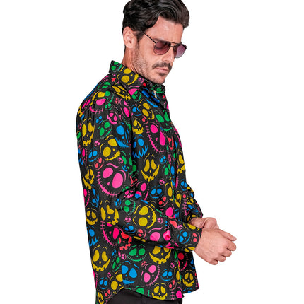 Shirt grappige geesten van de zijkant, print loopt door over mouw en manchet