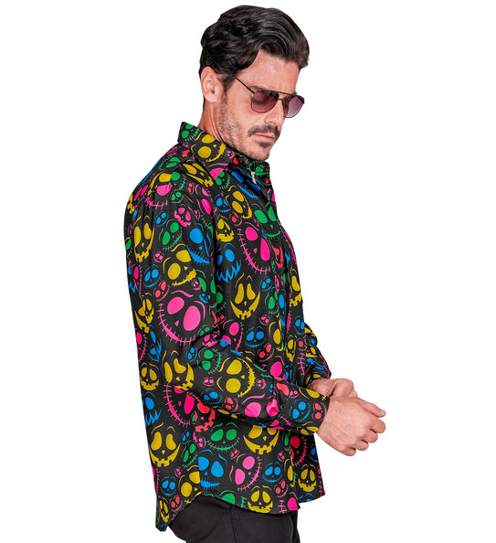 Shirt grappige geesten van de zijkant, print loopt door over mouw en manchet