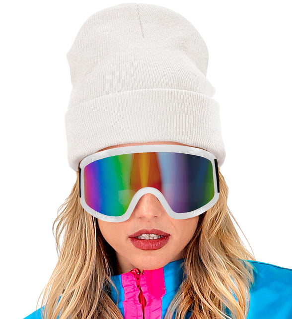 Ski-bril 80's wit Yara op dames jaren 80-look, glas met paars en groen verloop