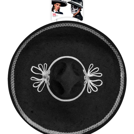 Sombrero El Charro van bovenaf met spitse bol en twee witte koordstrikken