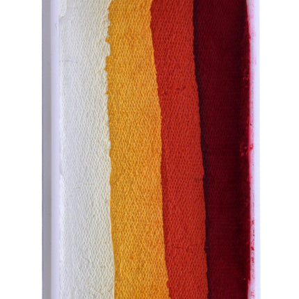 Splitcake schmink 28 gram met verticale banen wit, geel, oranje en donkerrood voor vlameffecten met Halloween