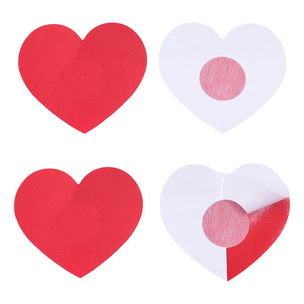 Tepelstickers rood hart voor- en achterkant met witte beschermfolie en rond middengedeelte
