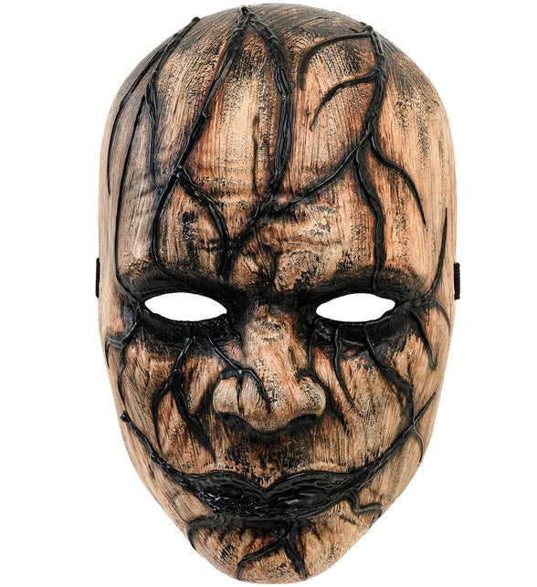 Venom masker heren, bruin hard gezichtsmasker met zwarte adervormige ranken en uitgesneden ogen