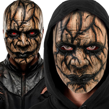 Venom masker heren gedragen, links zonder capuchon en rechts met zwarte capuchon voor Halloween
