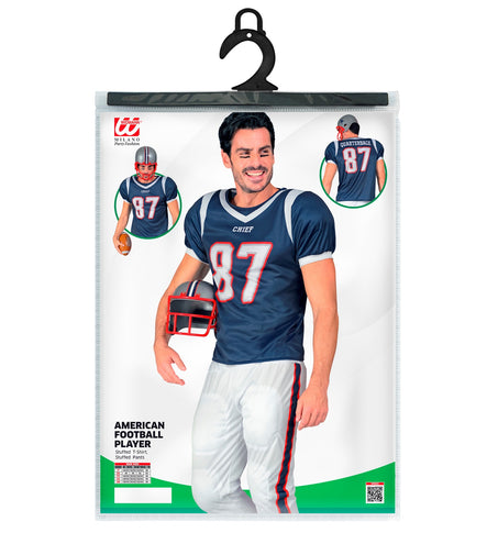 Verpakking van het American football speler kostuum Yara heren van Widmann met opgevuld shirt en broek