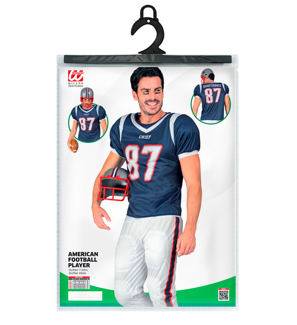 Verpakking van het American football speler kostuum Yara heren van Widmann met opgevuld shirt en broek