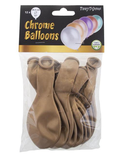 Verpakking chrome ballonnen goud, 12 latexballonnen van 30,5 cm van Funny Fashion