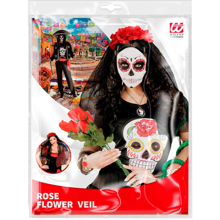 Verpakking van de Day of the dead rozensluier van Widmann voor Halloween