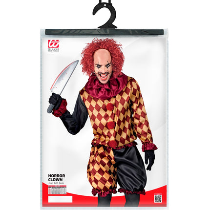 Verpakking horror clown kostuum Lars heren met jas, geplooide kraag en broek