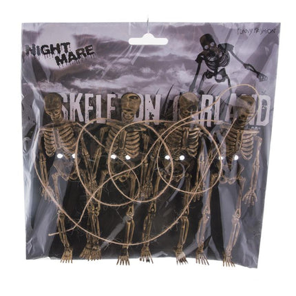 Verpakking van de slinger met skeletten van Funny Fashion met vier skeletjes en opgerold koord