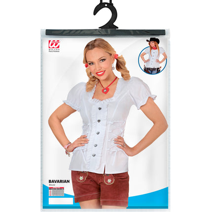 Verpakking Tiroolse blouse Lena van Widmann met maten S tot XL