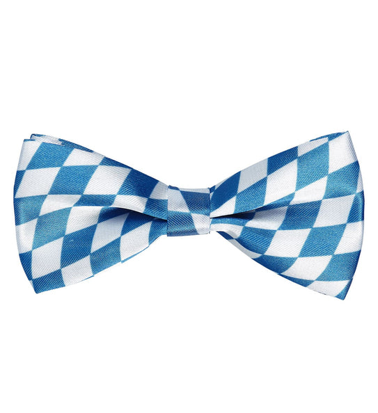 Verstelbaar Beiers strikje met blauw-wit ruitpatroon en wit middenstuk voor Oktoberfest