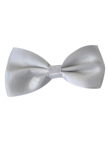 Vlinderdas wit voorgeknoopt van glanzend polyester met strak middenbandje, 12,5 cm breed