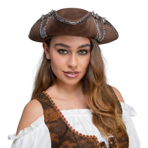 Wicked Costumes Bruine Piratenhoed deluxe