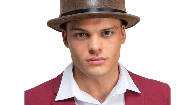 Wicked Costumes Bruine Suede Hoge Hoed