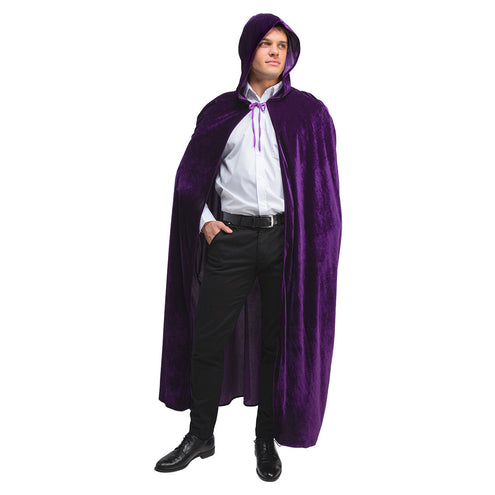 Wicked Costumes Mantel met kap fluweel - Donker Paars 140cm
