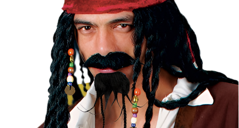 Wicked Costumes Snor en sik Caribische piraat zwart