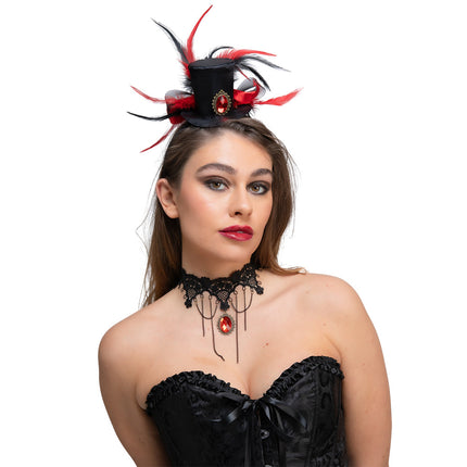 Wicked Costumes Vampier mini hoge hoed deluxe & ketting