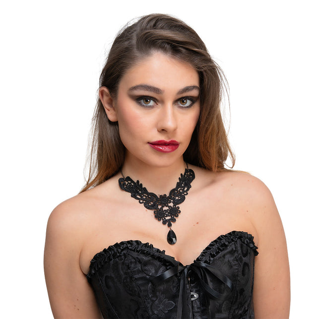 Wicked Costumes Zwarte kanten gotische ketting