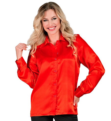 Widmann SRL 70's disco shirt satijn rood.