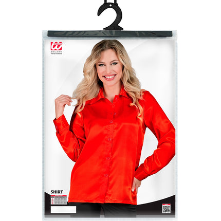 Widmann SRL 70's disco shirt satijn rood.