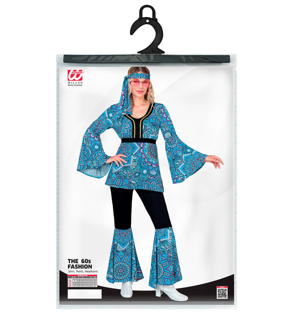 Widmann SRL 70s hippie kostuum mandala blauw
