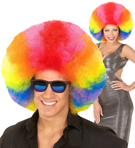 Widmann SRL Afro pruik regenboogkleur