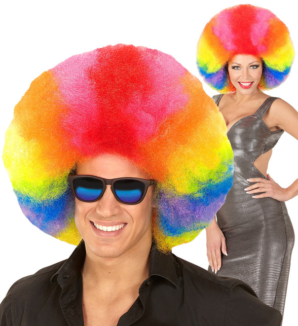 Widmann SRL Afro pruik regenboogkleur