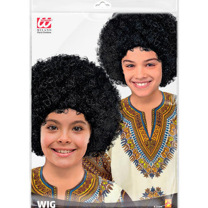 Widmann SRL Afro pruik zwart kinderen