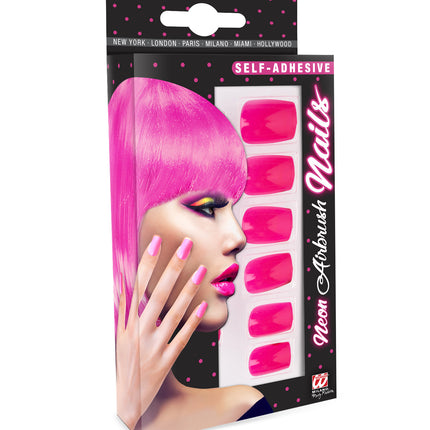 Widmann SRL Airbrush nagels neon roze