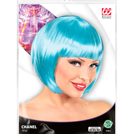 Widmann SRL Azuur blauwe boblijn pruik dames