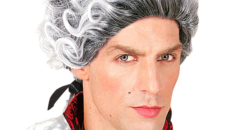 Widmann SRL Barok pruik met krul wit grijs