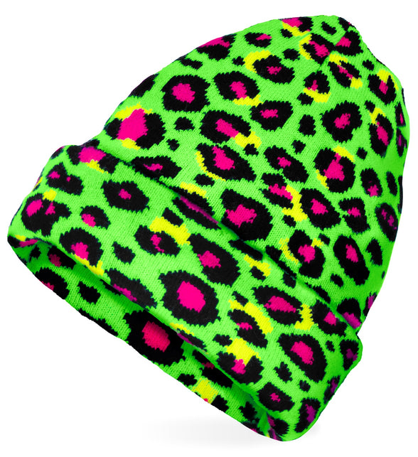 Widmann SRL Beanie luipaard neon groen