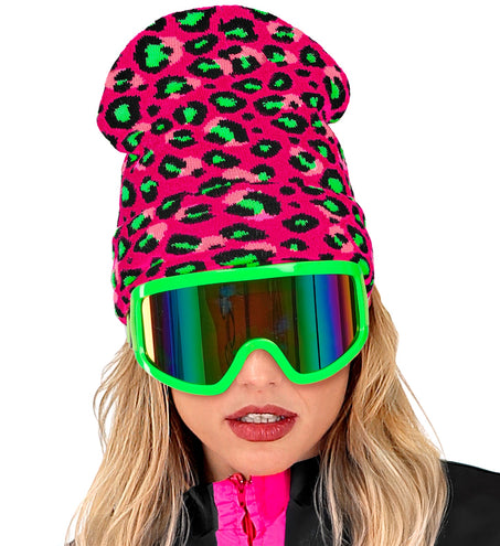 Widmann SRL Beanie luipaard neon roze
