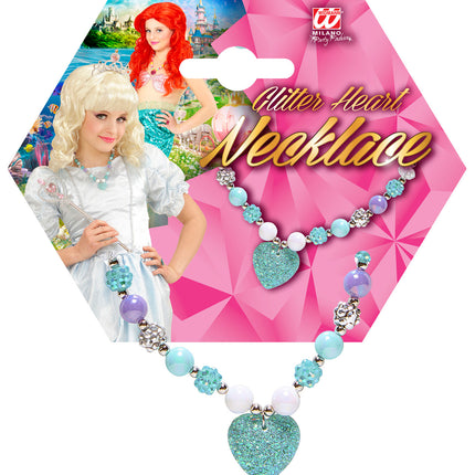 Widmann SRL Bedelketting met hartje in  azuurblauw