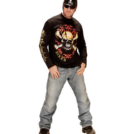 Widmann SRL Biker shirt met schedel en botten