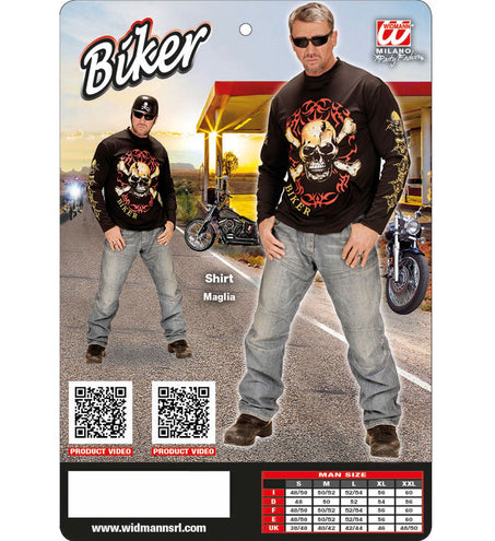 Widmann SRL Biker shirt met schedel en botten