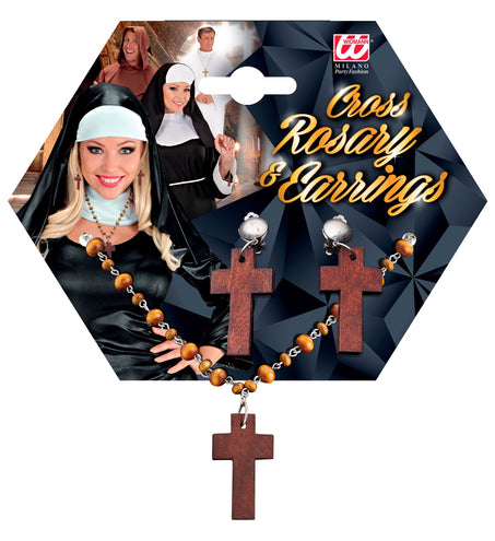 Widmann SRL Bisschop kruis rozenkrans met oorbellen
