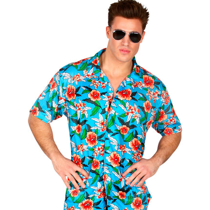 Widmann SRL Blauw Hawaii shirt met print