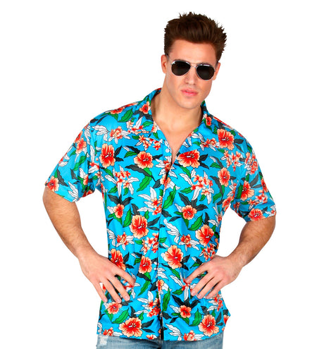 Widmann SRL Blauw Hawaii shirt met print