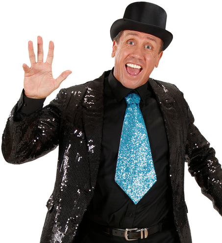 Widmann SRL Blauwe glitter stropdas