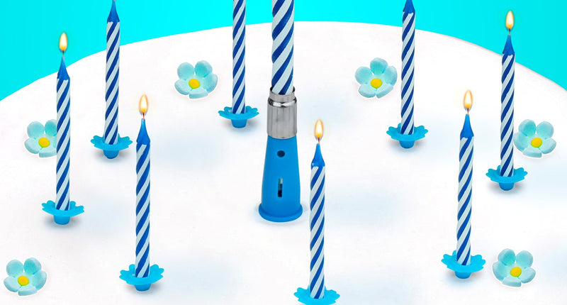 Widmann SRL Blauwe kaarsjes met houder en muziek