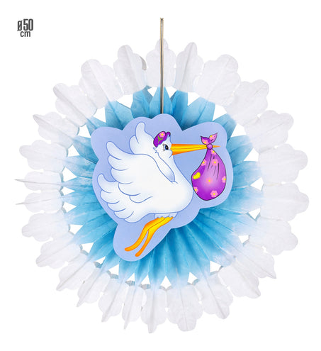 Widmann SRL Blauwe ooievaar waaier voor geboorte