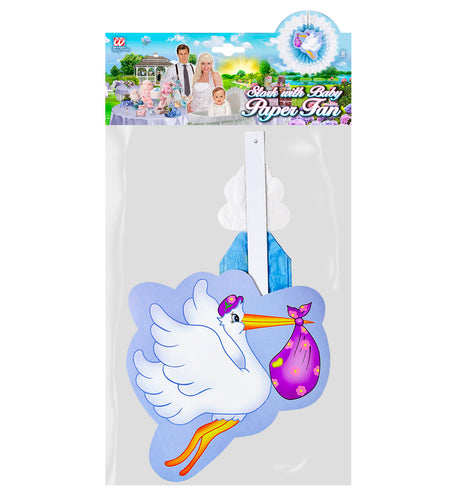 Widmann SRL Blauwe ooievaar waaier voor geboorte