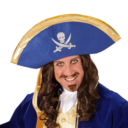 Widmann SRL Blauwe piraten tricorn hoed