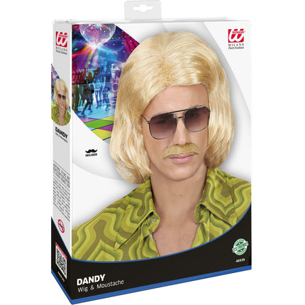 Widmann SRL Blonde macho pruik met snor