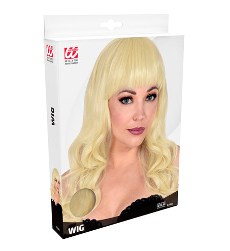 Widmann SRL Blonde pruik met pony en lang krullend haar