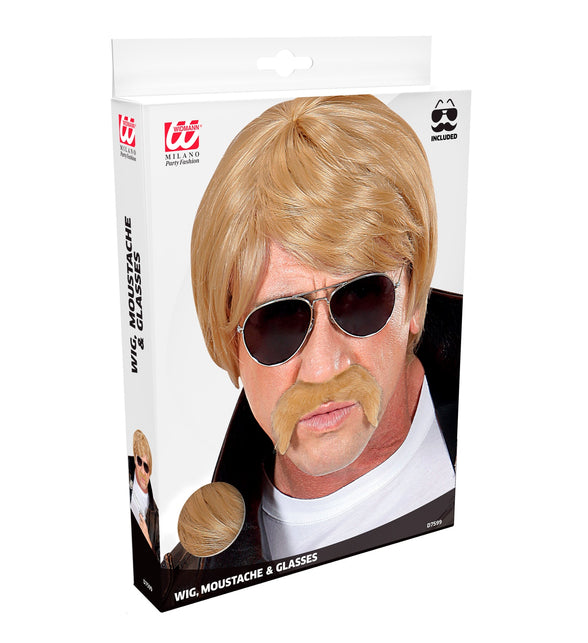 Widmann SRL Blonde pruik met snor heren