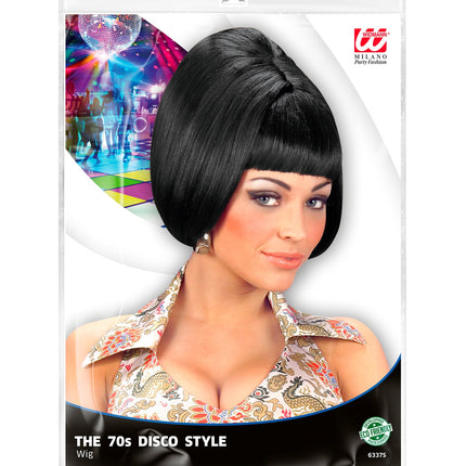 Widmann SRL Boblijn pruik Jaren 60 disco zwart