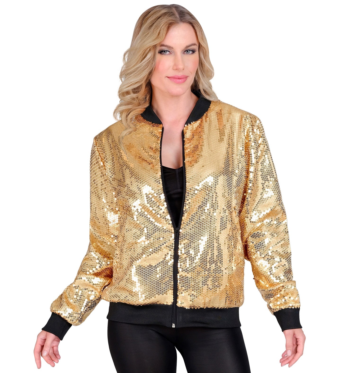 Original Bombers Bomberjack met all-over pailletten in goud gemêleerd Original Bombers Bomberjack met all-over pailletten in goud gemêleerd